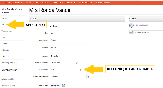 Geting started_Registering Attendance_card number